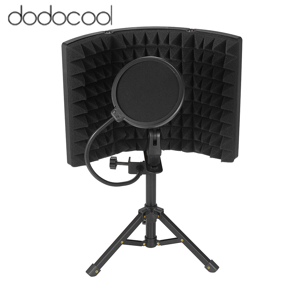 dodocool Microphone Isolation Screen with High-Density Absorbing Sponge 3-Panel Foldable Windshield Mini Wind Screen Board Sound Insulation Cover for Recording Studio Sound Absorbing Recording Equipme