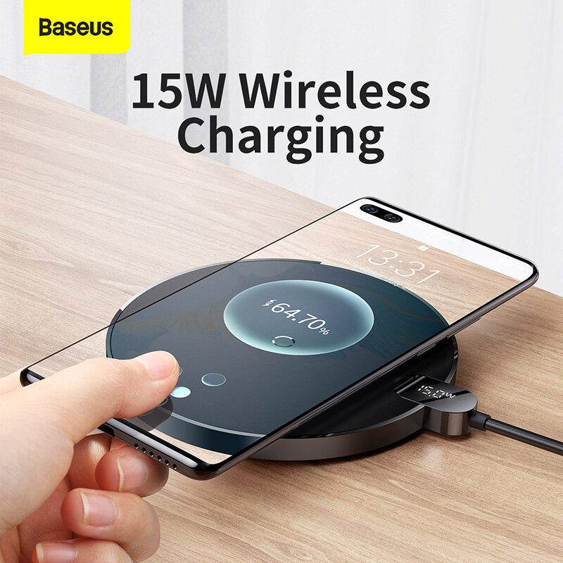 Baseus 15W Wireless Charger for iPhone 14 13 12 Samsung Xiaomi Huawei LED Digital Display Fast Wireless Charging Pad for Airpods Mobile Phones Charger
