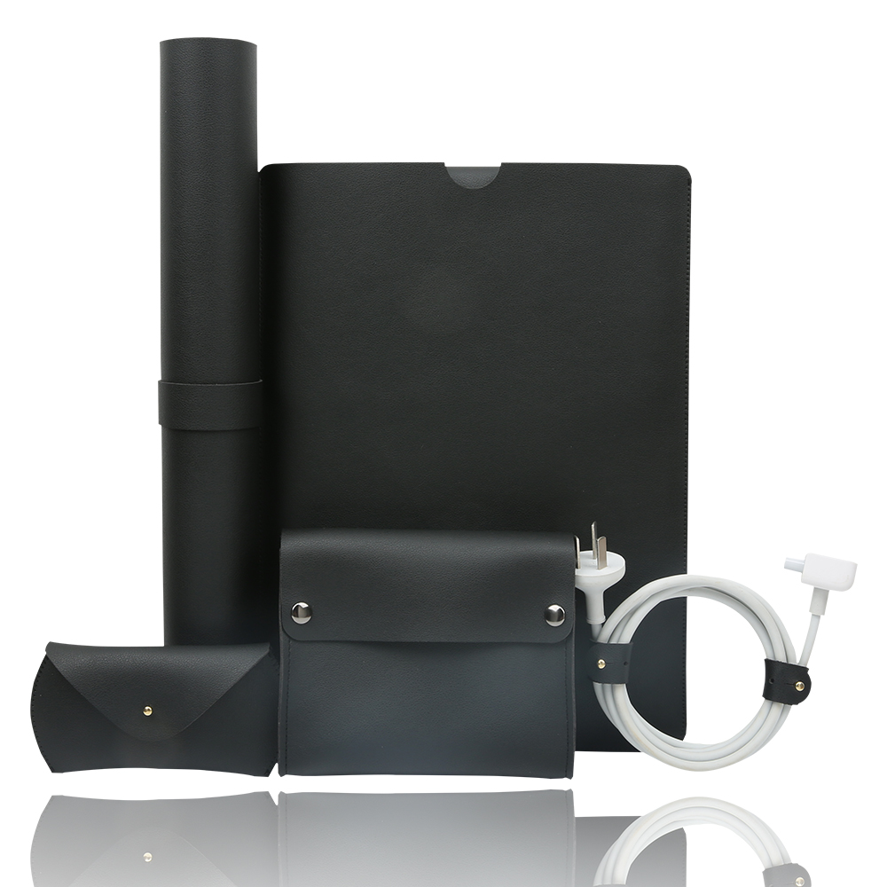 [5 in 1 Set]13 /15 inch Laptop Sleeve Case Bag Pad Design Set Combination for MacBook Pro Black Pink