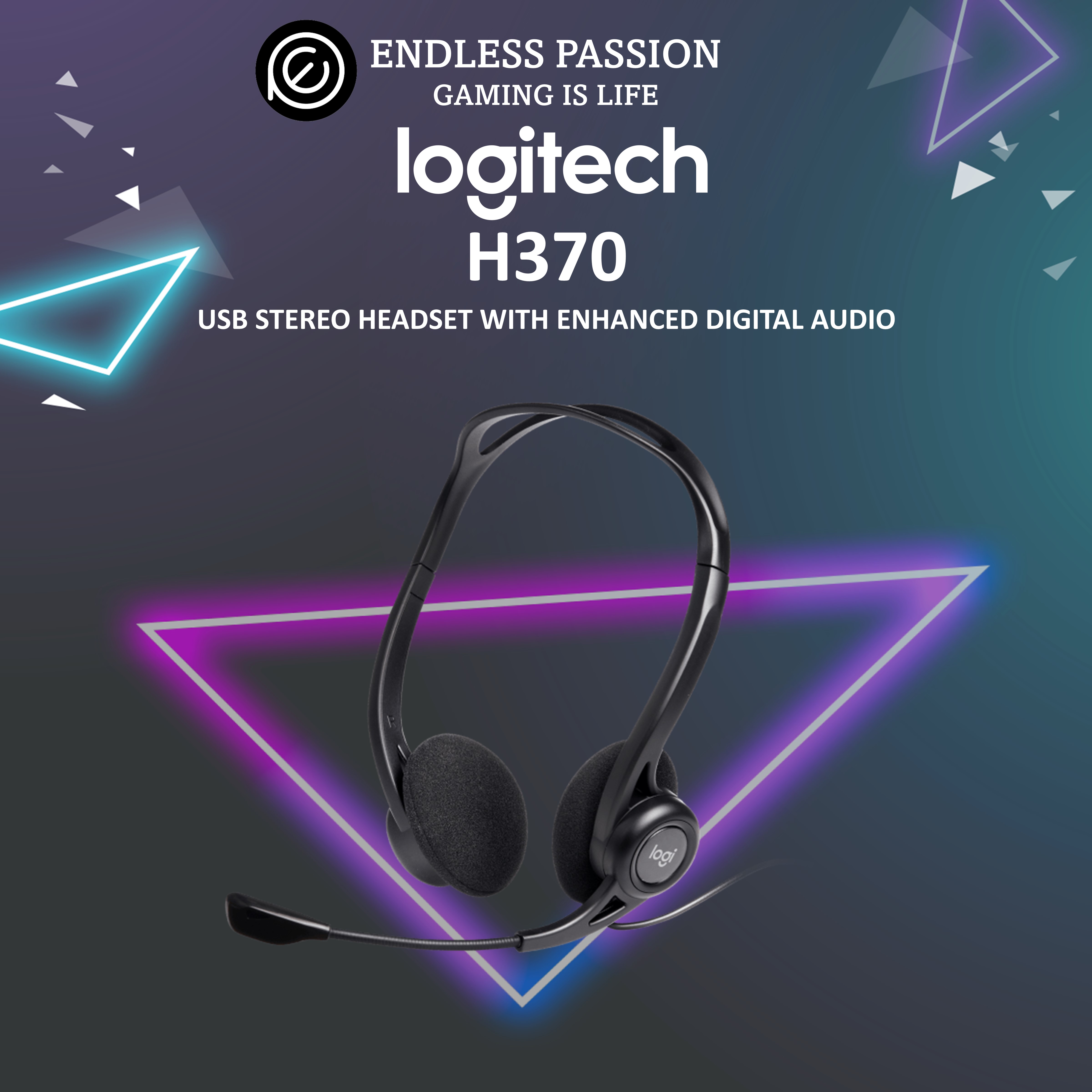 Logitech H370 USB Computer Headset Digital Sound Noise Cancelling Mic